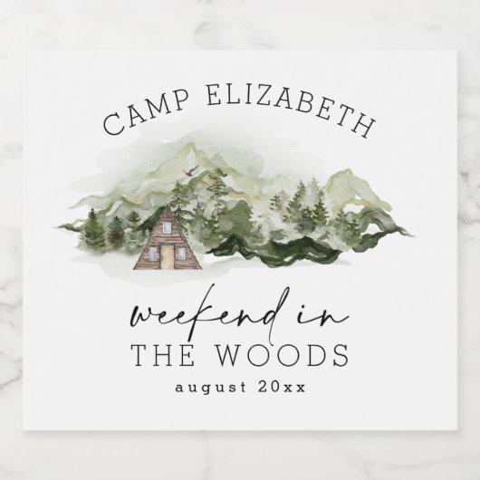 Wochenende im Camping Woods Bachelorette Alkoholflaschenetikett (Einzelnes Label)