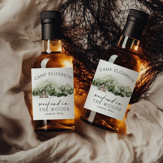 Wochenende im Camping Woods Bachelorette Alkoholflaschenetikett
