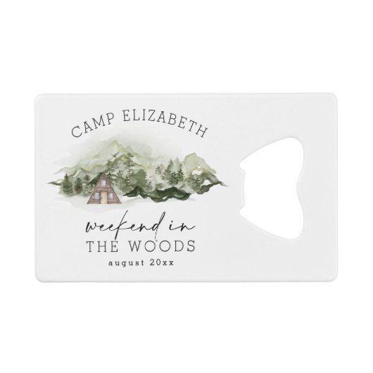 Wochenende im Camping Woods Bachelorette Geldbeutel Flaschenöffner (Vorderseite (Horizontal))