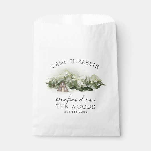 Wochenende im Camping Woods Bachelorette Geschenktütchen (Vorderseite)