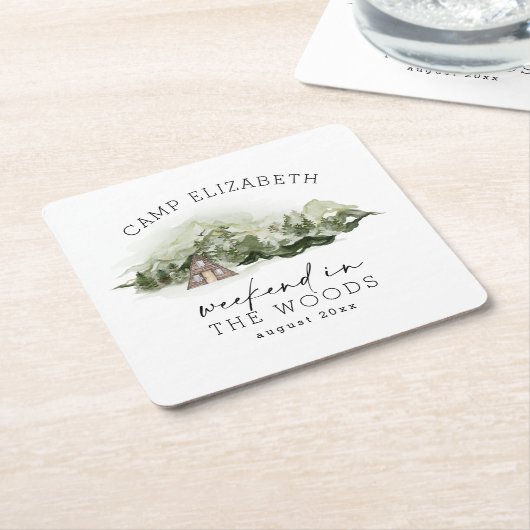 Wochenende im Camping Woods Bachelorette Rechteckiger Pappuntersetzer (angewinkelt)