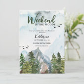 Wochenende im Wald Bachelorette Wochenende Einladung (Stehend Vorderseite)