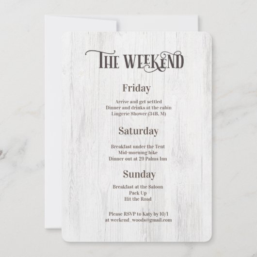 Wochenende im Wald Einladung (Rückseite)