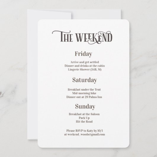 Wochenende im Wald Einladung (Rückseite)