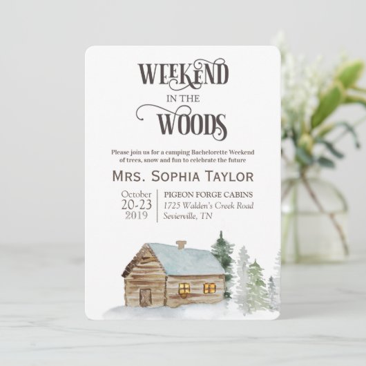 Wochenende im Wald Einladung (Stehend Vorderseite)