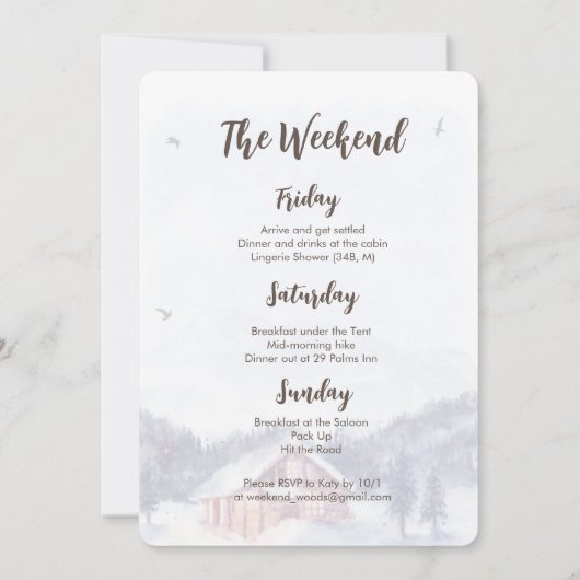 Wochenende im Wald Wintereinladung Einladung (Rückseite)