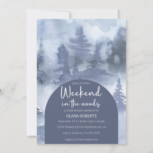 Wochenende im Wald Winterwald Brautparty Einladung (Vorderseite)