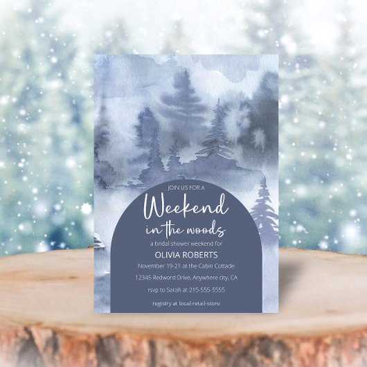 Wochenende im Wald Winterwald Brautparty Einladung