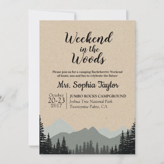 Wochenende in der Waldeinladung Einladung (Vorderseite)