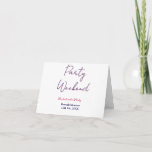 Wochenende Junggesellinnenabschied Name pink blau Dankeskarte