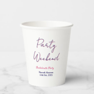 Wochenende Junggesellinnenabschied Name pink blau  Pappbecher