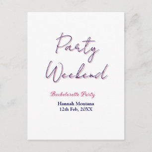Wochenende Junggesellinnenabschied Name pink blau Postkarte