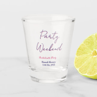 Wochenende Junggesellinnenabschied Name pink blau  Schnapsglas