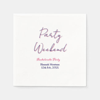 Wochenende Junggesellinnenabschied Name pink blau  Serviette