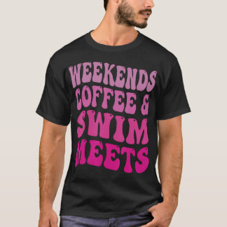 Wochenende Kaffee und Schwimm treffen Retro-Kaffee T-Shirt