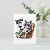 Wochenende Mood Cat Chill Postkarte (Stehend Vorderseite)