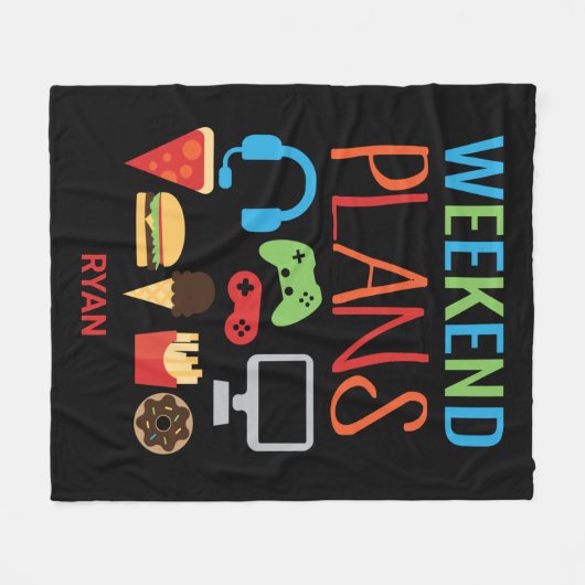 Wochenende plant Gamer-Videospiel-Kids Personalisi Fleecedecke (Vorderseite (Horizontal))