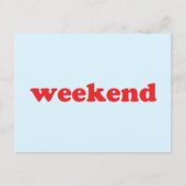 "Wochenende" rote, hellblaue Postkarte (Vorderseite)