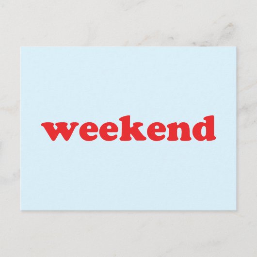 "Wochenende" rote, hellblaue Postkarte (Vorderseite)