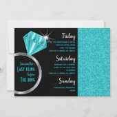Wochenende| Schwarz und Türkis Einladung (Rückseite)