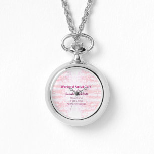 Wochenende Sozialverein pinkfarbener Glitzer Bache Armbanduhr