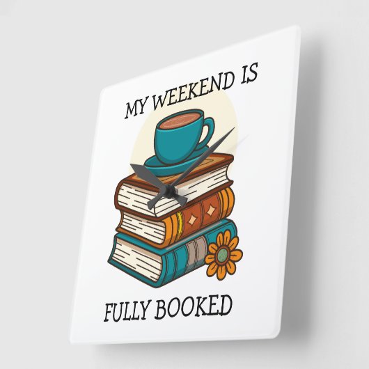 Wochenende voll gebuchte Buchliebhaber Quadratische Wanduhr (Winkel)