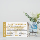 Wochenende Wegweiser Geburtstag Boarding Ticket Einladung (Stehend Vorderseite)