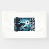 Wochenenden Halloween Hunde Geist Vollmond Silhoue Banner (Horizontal)