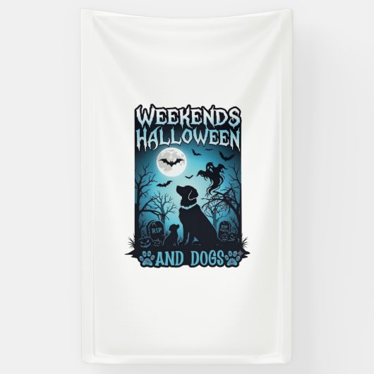 Wochenenden Halloween Hunde Geist Vollmond Silhoue Banner (Vertikal)