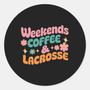 Wochenenden Kaffee und Lacrosse Lustige Lacrosse-M Runder Aufkleber