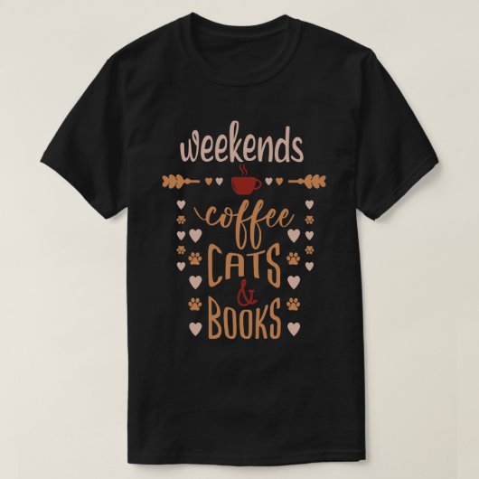 Wochenenden Kaffeekäse und -bücher T-Shirt (Design vorne)