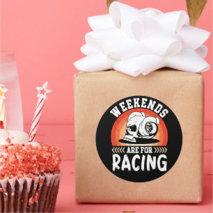 Wochenenden sind für das Rennen Funny Dirt Bike Ar Runder Aufkleber