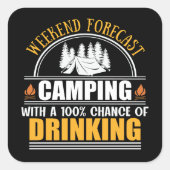 Wochenendprognose mit Alkoholaussicht Quadratischer Aufkleber (Vorderseite)