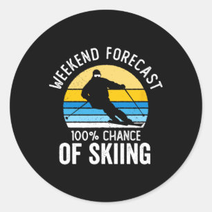 Wochenendvorhersage 100% Chance auf Skifahren Vint Runder Aufkleber