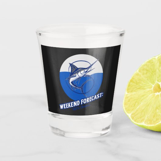 Wochenendvorhersage 100% Chance Schnapsglas (Vorderseite)