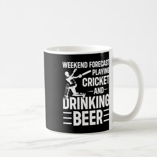 Wochenendvorhersage Cricket spielen und Bier trink Kaffeetasse (Rechts)