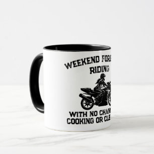 Wochenendvorhersage Reiten... Lustiges Motorrad Tasse