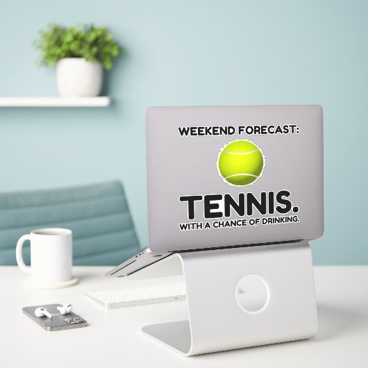 WOCHENENPROGNOSE TENNIS AUFKLEBER (Laptop auf Schreibtisch)