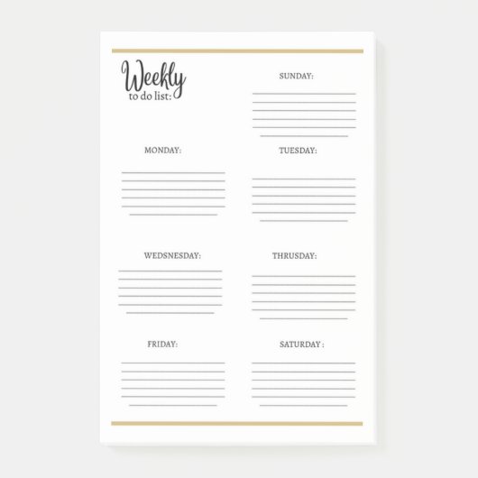 WOCHENLISTE: POST-IT KLEBEZETTEL (Vorderseite)