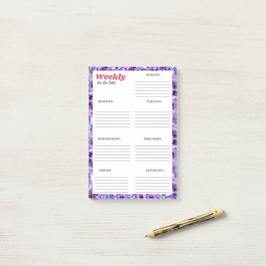 WOCHENLISTE: POST-IT KLEBEZETTEL (Auf Schreibtisch)