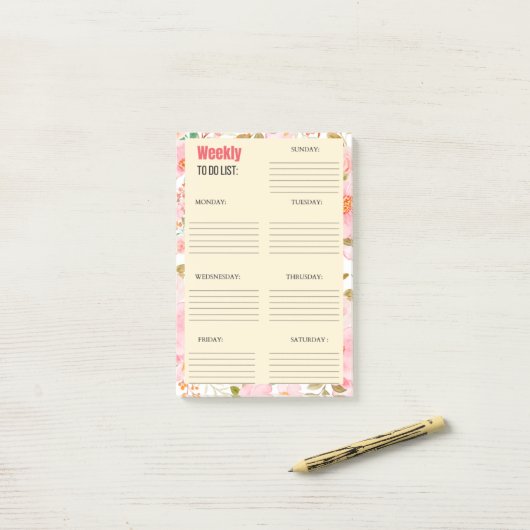 WOCHENLISTE: POST-IT KLEBEZETTEL (Auf Schreibtisch)