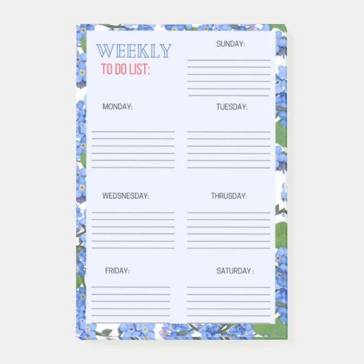 WOCHENLISTE: POST-IT KLEBEZETTEL (Vorderseite)