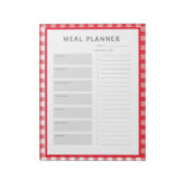 Wochenmahlplaner Red Gingham Border Notizblock (Rotiert)