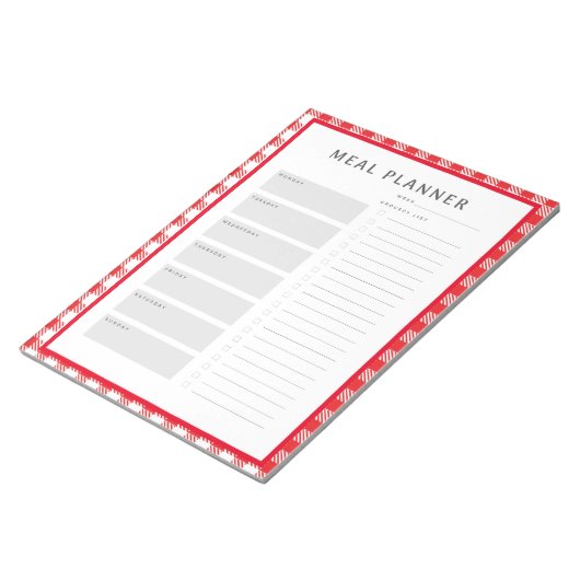 Wochenmahlplaner Red Gingham Border Notizblock (angewinkelt)
