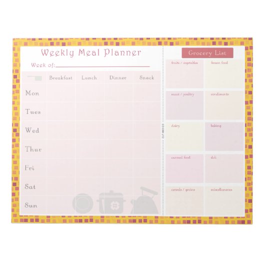 Wochenmahlplaner Sommerplatz Notizblock (Vorderseite)