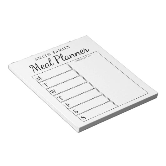 Wochenmehlplaner Notizblock (angewinkelt)