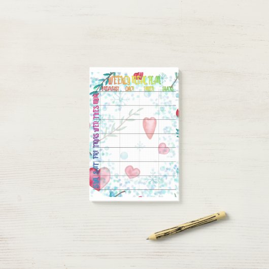 Wochenmehlplaner Post-it Klebezettel (Auf Schreibtisch)