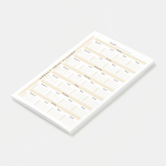 Wochenmenüplaner Post-it Klebezettel (angewinkelt)