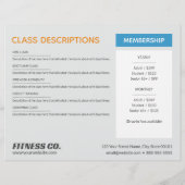 Wochenplan der Fitness mit Klassenbeschreibungen Flyer (Hinten)