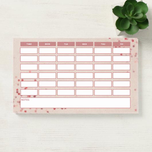 Wochenplan der Girly Pink Stars Post-it Klebezettel (Büro)
